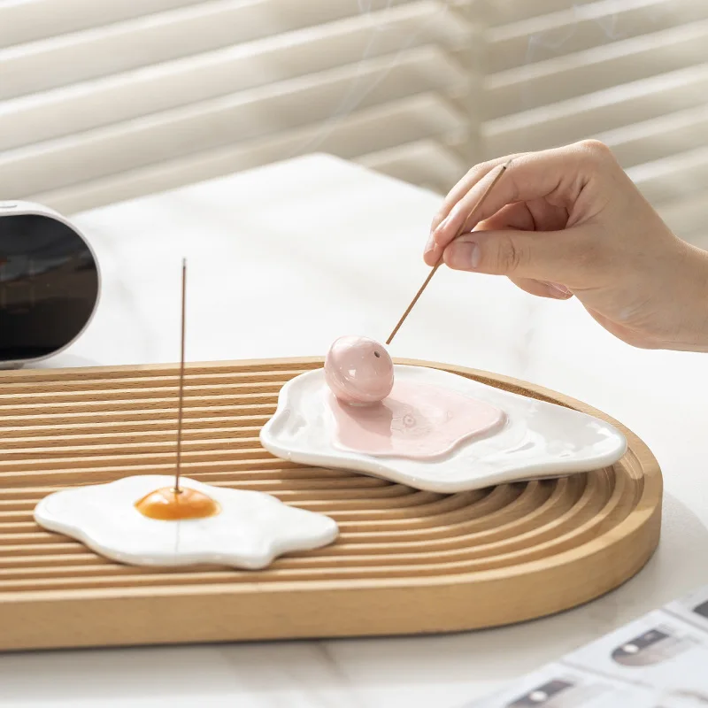 Home Fragrance Japan - Fried Egg Shaped Incense Holders Ceramics
